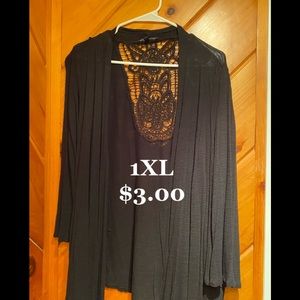 Partial Lace Back 3/4 Sleeve Light Weight Cardigan